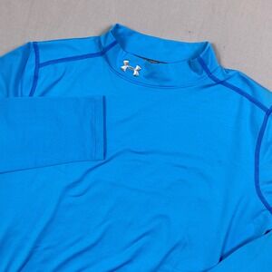 Under Armour ColdGear Mock Neck Fitted Long Sleeve Shirt Women XL Blue Thermal